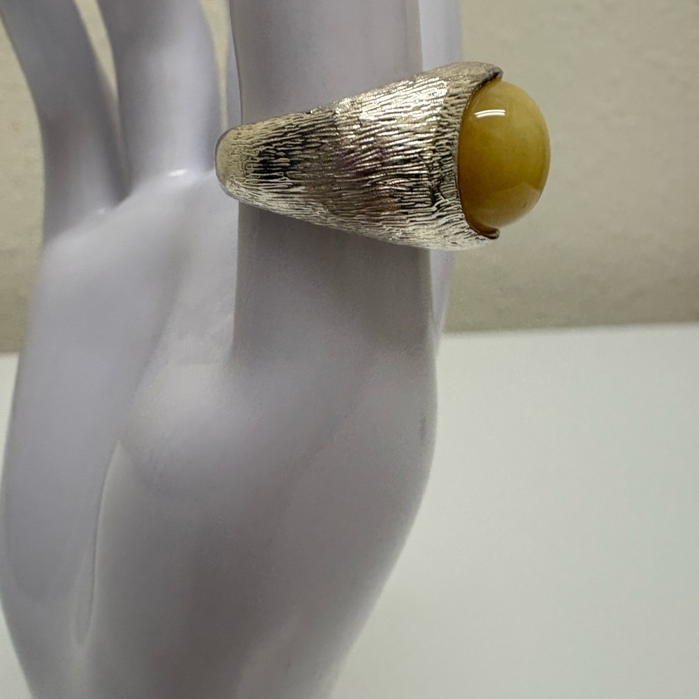 Exquisite Yellow Opal Silver Ring - image 2